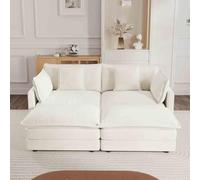 L-Shaped Modular Sectional Sofa, 365 cm Deep Seat Couch with Ottoman, 6-8 Seater Corner Sofa, No Assembly Required, Chenille Fabric, Perfect for Living Room