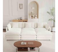 L-Shaped Modular Sectional Sofa, 365 cm Deep Seat Couch with Ottoman, 6-8 Seater Corner Sofa, No Assembly Required, Chenille Fabric, Perfect for Living Room
