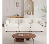L-Shaped Modular Sectional Sofa, 365 cm Deep Seat Couch with Ottoman, 6-8 Seater Corner Sofa, No Assembly Required, Chenille Fabric, Perfect for Living Room