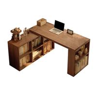 L-Shaped Office Desk Bookcase Dressing Table Large Storage Space for Home Bedrooms Schools Study Living Rooms Solid Wood 120cm-A