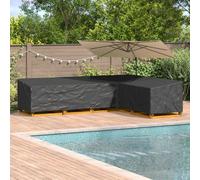 L-Shaped Outdoor Sofa Cover Black 330x255x80cm 210D Oxford Waterproof with Snaps