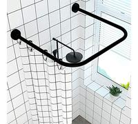 L-Shaped Pressure Corner Shower Curtain Rod - U-Shaped Tension Rod for Bathtubs Adjustable 90x90x90 cm Perfect for Angular Spaces & Bath Curtains Easy Install &