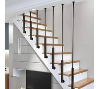 L-Shaped Railing Stairs Industrial Pipe Banisters Column for Attic Porch, Wrought Iron Decorative Baluster Metal Spindles for Level and Slope Staircases(3.8ft/115cm)