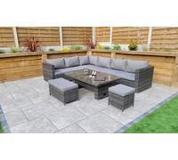 L-Shaped Rattan-Effect Corner Sofa Set: With Cover