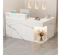 L-Shaped Reception Counter Small Store Checkout Desk Modern Lobby Reception Table 100x75x100CM Stylish Customer Service Counter for Offices and Retail Spaces