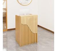 L Shaped Reception Desk Counter Table Wooden Cashier Front Desk for Supermarkets Hotels & Convenience Stores Maple Finish 31.5"x15.7"x37.8" Stylish & Functional