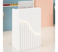 L-Shaped Reception Desk for Front Office, 80cm Cashier Workstation & Checkout Counter, Space-Saving Retail Welcome Unit, Modern Commercial Furniture