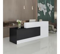 L-Shaped Reception Desk with Counter, Lockable Drawers & Storage, Modern Front Desk Reception Counter 47-118 Inch, Office Salon Checkout Receptionist Desk Black + White Right 47.2 x 23.6 x 39.4 in