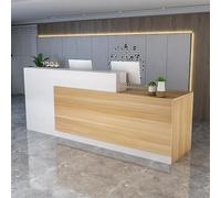 L-Shaped Reception Desk with Counter, Lockable Drawers & Storage, Modern Front Desk Reception Counter 47-118 Inch, Office Salon Checkout Receptionist Desk Wood + White Left 78.7 x 23.6 x 39.4 in
