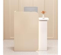 L-Shaped Reception Desk with LED Lights & Lockable Drawer - Modern Front Counter for Office Salon Lobby & Waiting Area - Stylish & Functional Reception Furniture