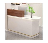 L-Shaped Reception Desk with Lockable Drawer - Retail Display for Clothing Stores Beauty Salons and Boutiques - Elegant White Walnut Finish - Perfect Business Solution
