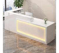 L-Shaped Reception Desk with Lockable Drawers, Customer Service Counter for Office, Lobby, and Retail Use