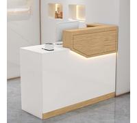 L-Shaped Reception Desk with Lockable Drawers Front Office Cashier Counter for Retail Checkout Modern Reception Furniture for Mall Cash Registers and Customer Service