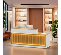 L-Shaped Reception Desk with Lockable Drawers Home Office Customer Service Counter Retail Checkout Station Modern Workspace Furniture