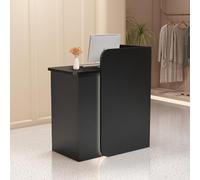 L-Shaped Reception Desk with Lockable Drawers, Modern Retail Counter for Office, Beauty Salon, and Sales