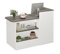 L-Shaped Reception Desk with Writing Surface Small Cosmetic Studio Counter 140cm/55.1in Left High Design for Clinics and Salons Stylish Reception Bar Table