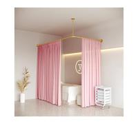 L-shaped Salon Curtain Track System with Light-transmitting Privacy Curtains for Beauty Salons and Hotel Bedrooms