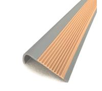 L-Shaped Self-Adhesive PVC Stair Tread Anti-Slip Strip, Indoor/Outdoor Stair Step Corner Guard for Safety Protection of Seniors and Children(Khaki)