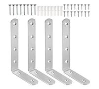 L Shaped Shelf Brackets, 4 Pcs Metal Shelf Supports with Screws and Wall Plugs Set Wall Right Angle Corner Brackets for Tables Bookshelves Wood Boards Windows (Weiß125mm x 75mm)