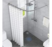L Shaped Shower Curtain Rod, 【2020 NEW】Adjustable Curved Shower Curtain Rod, L Shaped Shower Curtain Rail Poles Extendable No Drill Wall Mounted Stainless Steel for Bathroom, Clothing Store, （Black）(S