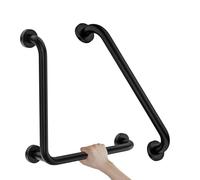 L-Shaped Shower Grab Bar 16x16 Inch, Zepolu Stainless Steel Matte Black Safety Rail, Bathroom Mobility Aid Handrail, Wall Mounted Balance Support Assist Handle for Senior Elderly (ZP-L-GrabBar-B-US)
