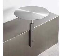 L Shaped Side Table,Modern Stainless Steel Round Pub Table - Wall-Mounted Cocktail Bistro Desk for Home Cafe Office & Kitchen - Small Dining Table with Metal Legs (30x45cm / 11.8x17.7in)