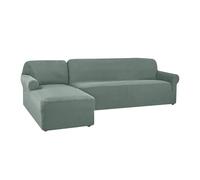 L-Shaped Sofa Cover, Elastic Chaise Longue Slipcover, Left/Right Armrest Protector, Green 3-Seater Stretch Sofa Protector, Furniture Protector for Home Decor