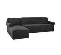 L-Shaped Sofa Cover, Elastic Couch Slipcover for Chaise Longue, Left/Right Arm Protector, Black, 2-Seater, Stretchable Sofa Furniture Protector