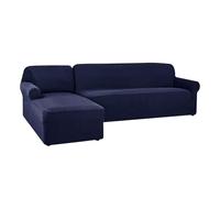 L-Shaped Sofa Cover, Stretchable Chaise Longue Slipcover, Left/Right Arm Sofa Protector, Navy Blue, 2-Seater, Durable & Waterproof Furniture Protector