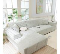 L-Shaped Sofa Slipcover Non-Slip Velvet Couch Cover for 1-4 Seaters Washable Protector with Elastic Straps Universal Fit (Pink 145CM-185CM)