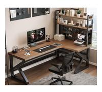 L-Shaped Solid Wood Corner Computer Desk with Pegboard & Bookshelf, Ergonomic Gaming & Study Table for Small Spaces, Modern Home Office Workstation (E-right, 180x80x75cm)