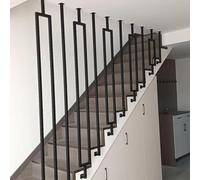 L Shaped Stair Handrail 3.1ft Black Iron Safety Railing Galvanized Non Slip Balustrade Post for Villas 30cm 125cm Adjustable Protective Fence