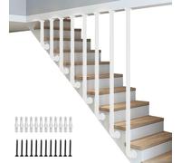 L-Shaped Stair Handrail with Iron Balusters and Water Pipe Design, Side Mount for Enhanced Safety in Home and Commercial Staircases