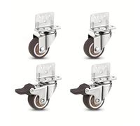 L Shaped Swivel Casters 4 Pack 1.5 Inch Soft Rubber Wheels Heavy Duty For Furniture Trolleys Luggage Kitchen Cabinets 2 Universal 2 With Brakes.-L 2 Universal 2Brake-2 inch