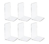 L-Shaped Transparent Bookends Stand Bookshelf Desktop Decorative Storage Rack Bookend Book Holder School Stationery(Clear 6pcs)