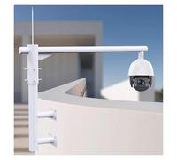 L-Shaped White Wall-Mounted Security Camera Pole, Adjustable CCTV Pole Mount with 360° Rotatable Arm, All-weather Monitor Pole for Home & Business(B,3.9 ft/1200mm(H))
