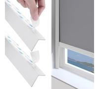 L Shaped Window Blind Light Gap Blockers Self Adhesive Blackout Roller Shades Side Tracks (2 PCS) PVC Privacy Protection Strips for Light Control (White 210cm)