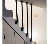 L-Shaped Wrought Iron Handrail, Safety Non-slip Guardrails Suitable for Stairs, Black Round Galvanized Pipe Stair Railing, Indoor or Outdoor Corridor Attic Step Fence, Ceiling Wall Hand Rail