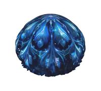 L Shower Cap for Women & Men â€“ Double-Layer Blue christmas snowflake Print Bath Hair Cap, Salon Shower Hat & Travel Essential