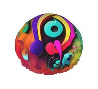 L Shower Cap for Women & Men â€“ Double-Layer Colorful Musical Notes Print Bath Hair Cap, Salon Shower Hat & Travel Essential