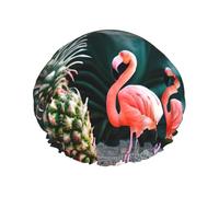 L Shower Cap for Women & Men â€“ Double-Layer Pineapple Flamingo Print Bath Hair Cap, Salon Shower Hat & Travel Essential