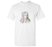 (L) Sir Isaac Newton Portrait Art Science Cool Design White Mens T Shirt Tee Tops