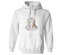 (L) Sir Isaac Newton Portrait Art Science Mens White Hoodie Hooded Sweat Sweater