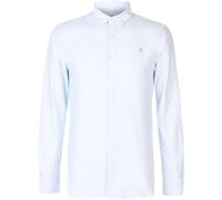 (L, Sky Blue) Farah Mens Vintage Oxford Long-Sleeved Button-Down Shirt