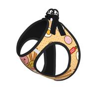L Small Dog Harness Delicious Sweet Ramen Print Vest, Walking Set | Circumference Cat Comfort No-Chock Step-In Safety Buckle Canine Companion Outdoor Travel Dog Walking Pet Wear