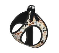 L Small Dog Harness Dog Bones Paw Prints Print Vest, Walking Set | Circumference Cat Comfort No-Chock Step-In Safety Buckle Canine Companion Outdoor Travel Dog Walking Pet Wear