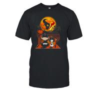 (L) Snoopy And Charlie Brown Houston Texans Sitting Under Moon Halloween 2023 T-shirt
