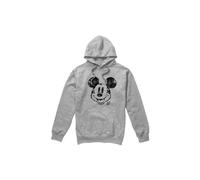 (L, Sport Heather) Disney Mens Mickey Mouse Face Distress Hoodie