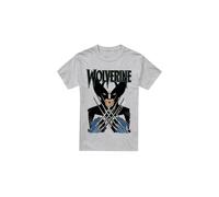 (L, Sport Heather) Marvel Mens X-Men Wolverine Action Shot T-Shirt