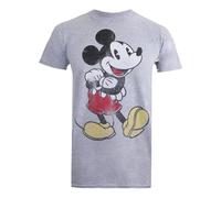 (L, Sports Grey) Disney Mens Mickey Mouse Vintage Heather T-Shirt